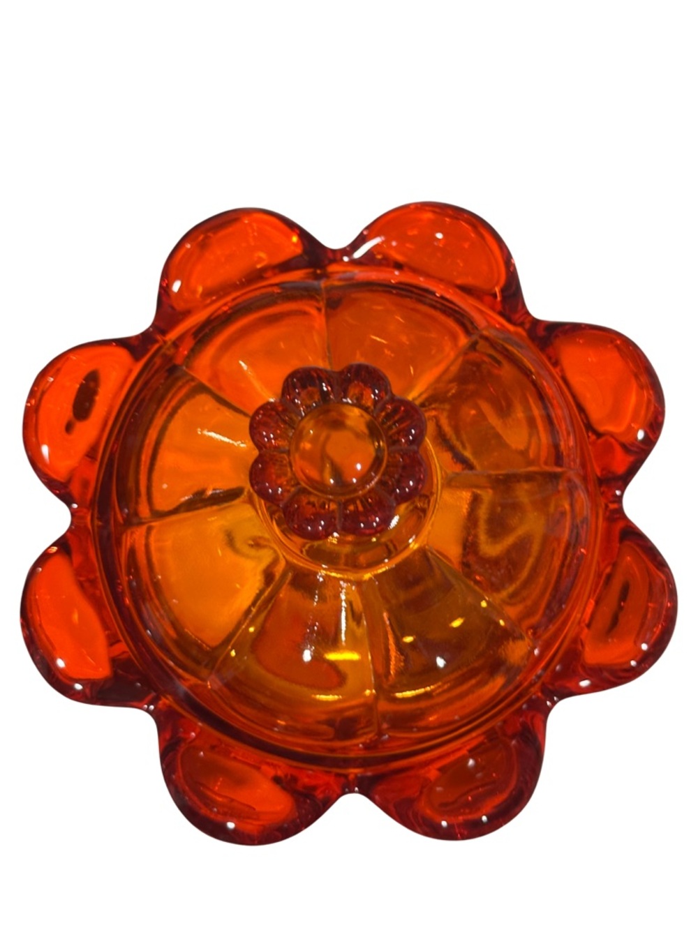 Rare Vintage Viking Glass Tall Candy Dish Amberina Mcm With Lid - Picture 5 of 6